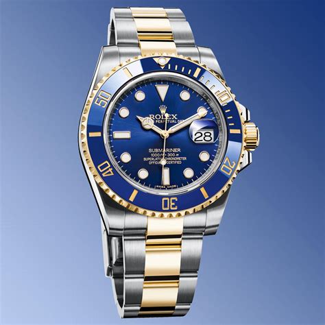 rolex oyster perpetual date submariner blue gold|Rolex Submariner Date watch price.